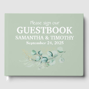 Sage Green Eucalyptus Rustic Greenery Wedding Guest Book