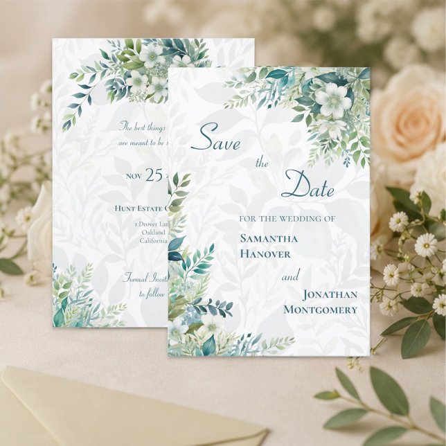 Sage Green Eucalyptus Save the Date Wedding Card (Creator Uploaded)