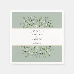 Sage Green Eucalyptus Together Forever Wedding Napkin