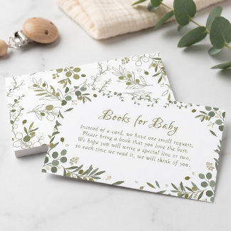 Sage Green Eucalyptus Watercolor Books for Baby Enclosure Card