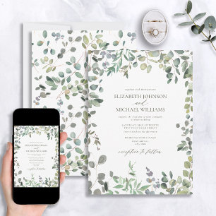 Sage Green Eucalyptus Watercolor Botanical Invitation