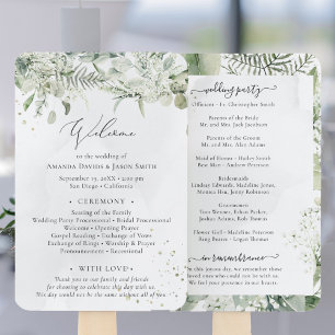 Sage Green Eucalyptus Wedding Ceremony Program Han Hand Fan