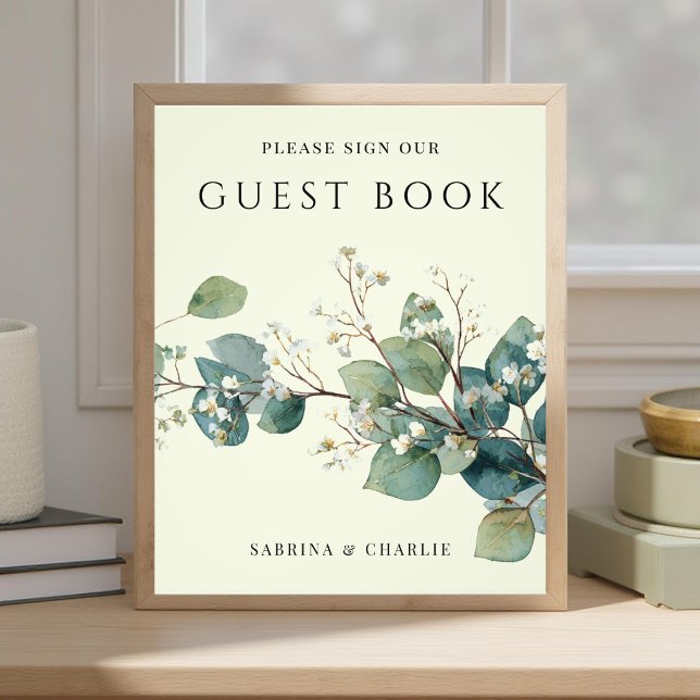 Sage Green Eucalyptus Wedding Guest Book Sign (Creator Uploaded)