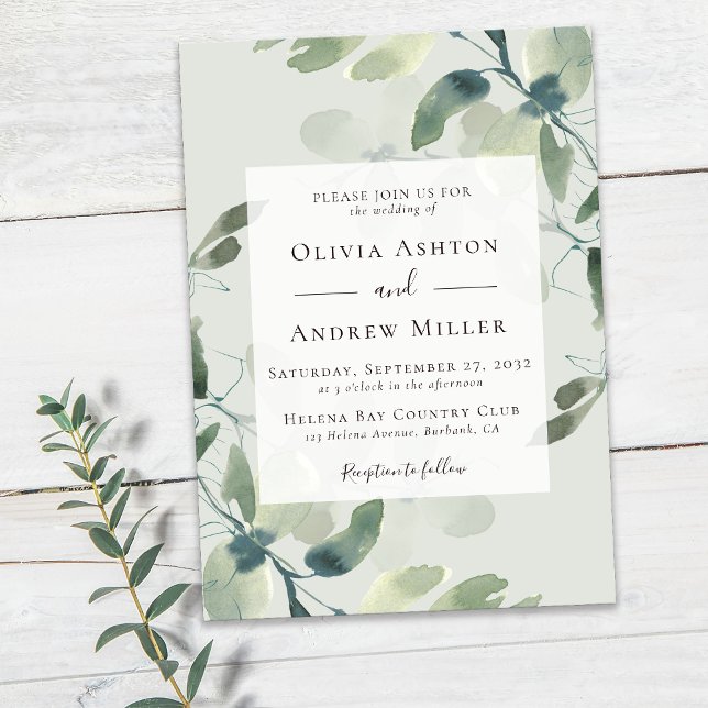 Sage Green Eucalyptus Wedding Invitation (Creator Uploaded)