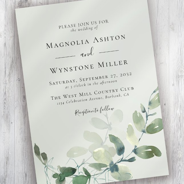 Sage Green Eucalyptus Wedding Invitation (Creator Uploaded)