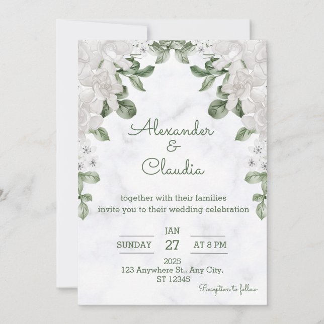 Sage Green Eucalyptus Wedding Invitation (Front)