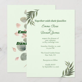 Sage Green Eucalyptus Wedding Invitation | Botanic