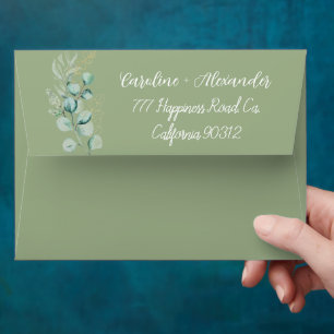Sage Green Eucalyptus Wedding Return Address Envelope