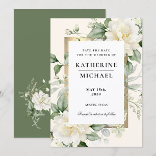 Sage Green Eucalyptus Wedding Save the Date Invitation