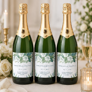 Sage Green Eucalyptus Wedding Sparkling Wine Label