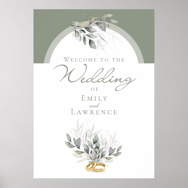 Sage Green Eucalyptus Wedding Welcome Poster (Front)