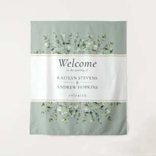 Sage Green Eucalyptus Wedding Welcome  Tapestry