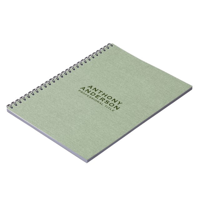 Sage Green Fabric Texture Notebook (Left Side)