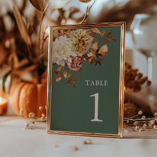Sage Green Fall Floral Table Number