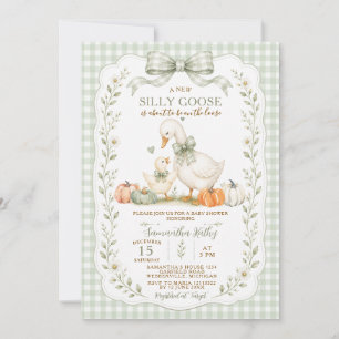 Sage Green Fall Silly Goose Baby Shower Invitation