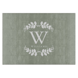 Sage Green Family Monogram Cutting Board