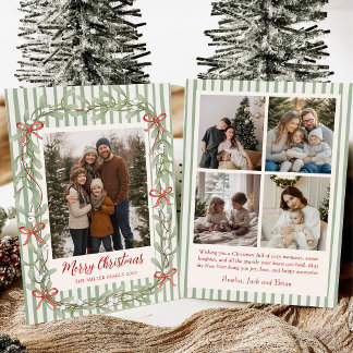 Sage Green Family Photo Christmas Holiday Card