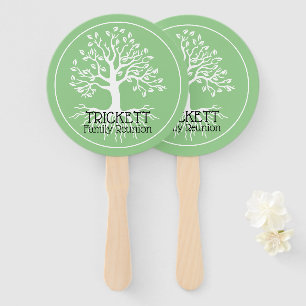 Sage Green Family Reunion Family Tree Hand Fan