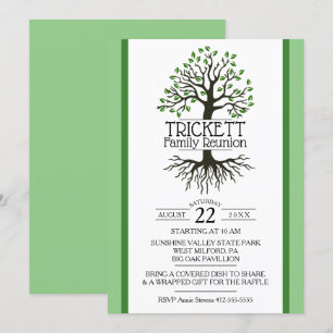 Sage Green Family Tree Family Reunion Invitation