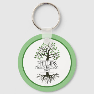 Sage Green Family Tree Family Reunion Key Ring