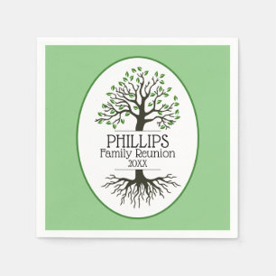 Sage Green Family Tree Family Reunion Napkin
