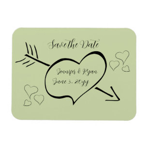 Sage Green Fancy Calligraphy Hearts Save  Magnet