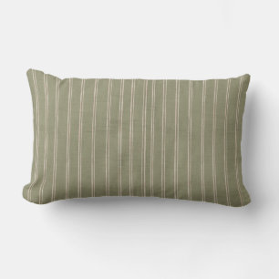 Sage Green Farmhouse Stripe Lumbar Cushion