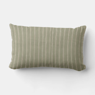 Sage Green Farmhouse Stripe Lumbar Cushion