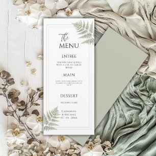 Sage Green Fern Elegant Wedding Menu