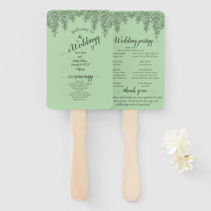 Sage Green Fern Leaf Wedding Hand Fan