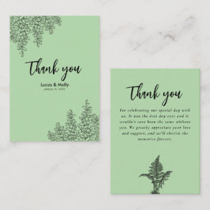 Sage Green Fern Leaf Wedding Thank you Card