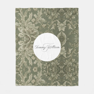Sage Green Flora Elegant Sherpa Blanket