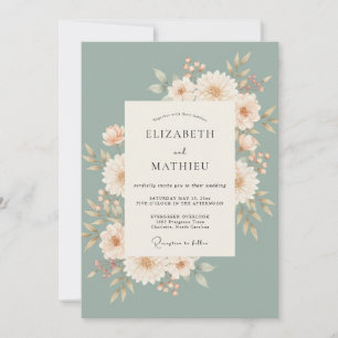 Sage Green Floral Artistry Wedding Invitation