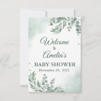 Sage Green Floral Baby Shower Girl Welcome Sign In