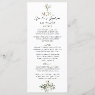 Sage Green Floral Baptism Menu