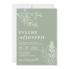 Sage Green Floral Boho Botanical Modern Wedding