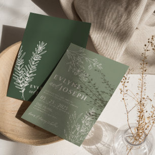 Sage Green Floral Boho Botanical Modern Wedding Invitation