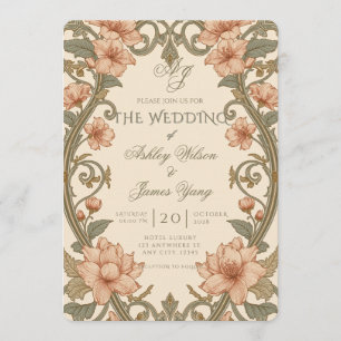 Sage Green Floral Botanical Wedding Invitation