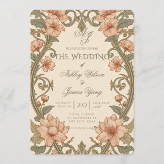 Sage Green Floral Botanical Wedding Invitation