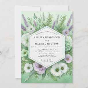 Sage Green Floral Botanical Wedding Invitation