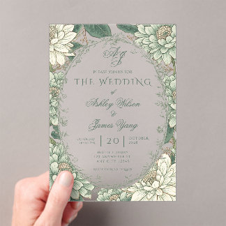 Sage Green Floral Botanical Wedding Invitation