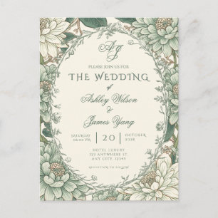 Sage Green Floral Botanical Wedding Invitation Postcard