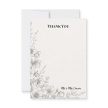 Sage Green Floral Botanical Wedding Thank You Card