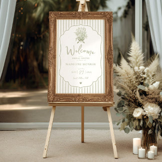 Sage Green Floral Bow Bridal Shower Welcome Sign