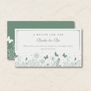 Sage Green Floral Bridal Shower Recipe Card