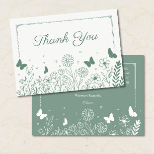 Sage Green Floral Bridal Shower Thank You Card