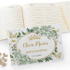 Sage Green Floral Butterflies Gold Quinceanera