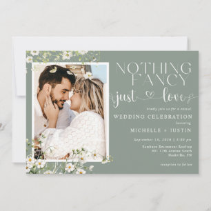 Sage Green Floral Casual Wedding Just Love Invitation