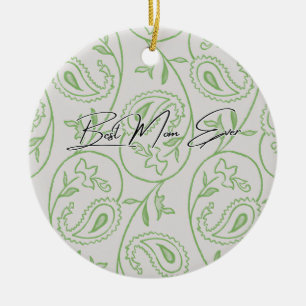 Sage green floral  ceramic tree decoration