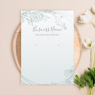 Sage Green Floral Circle Earring Jewellery Display Business Card